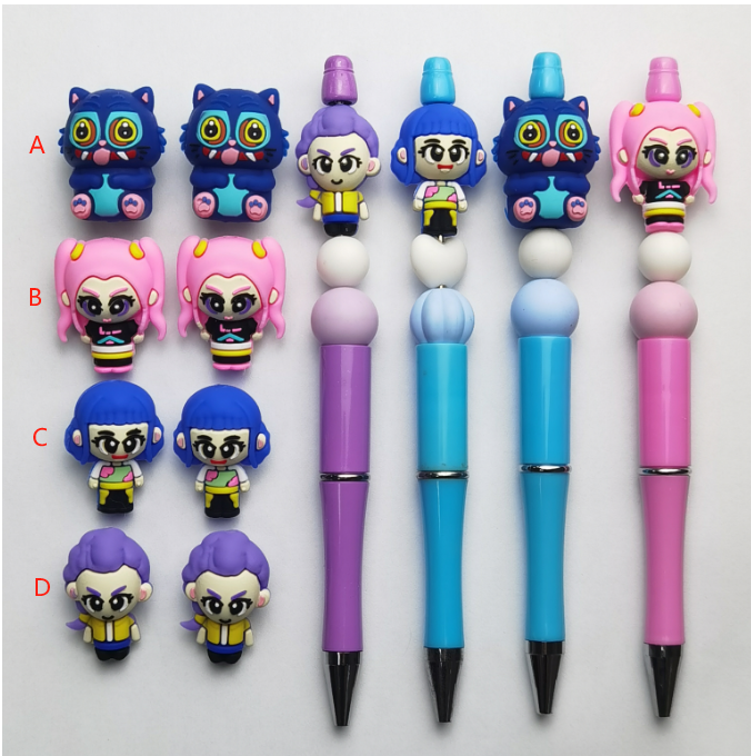 Wholesale 10pcs Colorful Gils 3D Silicone Beads